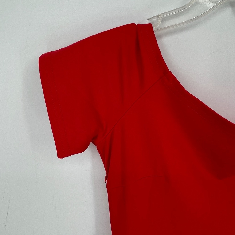Sarin Mathews Women's‎ Red High Low Off Shoulder Skater Dress Size Small - Picture 2 of 6